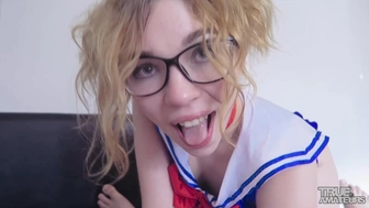 Deepbunnyhole schoolgirl in glasses sloppy head