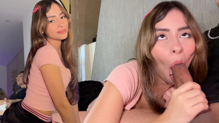 Petite cute 18yo girl swallows all my cum in exchange for my professional services