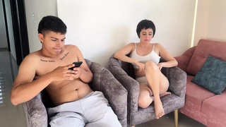 I see my stepbrother watching me while I bathe and invite him to put his delicious cock in my narrow and juicy pussy, until I blow it off.