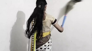 Unzip aunty's bra and press boobs and