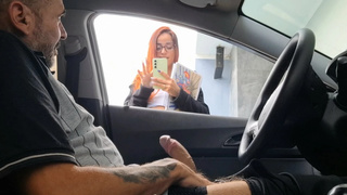 Jerking off risky to the students at the college door!