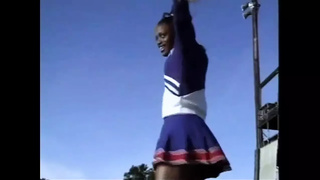 Black Vintage Cheerleader Teen Rides a Big Black Cock