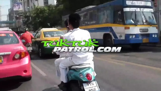 Horny Thai girl picks up white guys in TukTuk for wild sex