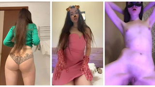 TikTok Compilation Part 3: Brunette Dancing Without Lingerie, Short Dress Without Panties, Stockings, Thong, Striptease