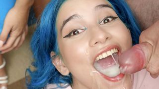 PremiumBukkake - Min Galilea swallows 64 huge cumshots in mouthful bukkake