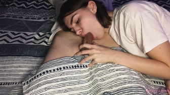 Teen StepDaughter Makes Sweet Blowjob And Swallows All My Cum