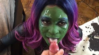 Gamora Gags On Quills Cock : Cosplay Facefuck, Deepthroat Throatfuck Blowjob