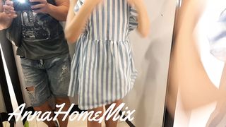 My sexy classmate gets excited stripping in front of me in the fitting room