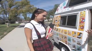 Brunette teen Jessica gets fucked by the ice cream man