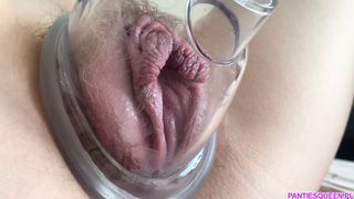 Extreme closeup pumping of meaty creamy pussy. Hairy wet pussy wants cunnilingus