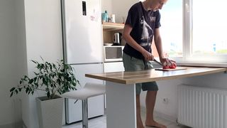 Alternative couple having hot sex in the kitchen