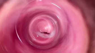 Camera deep inside Mia's creamy pussy