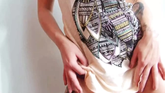 Horny slut pinch her erected nipples to arouse herself
