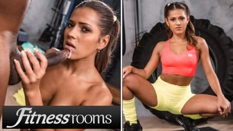 Fitness Rooms Petite Teen Sereyna Gomez takes BBC hardcore fucking cum in mouth blowjob at the gym