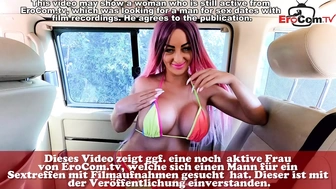 Homemade car Sex with german big tits hooker with pink hair