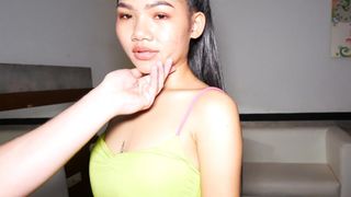 Tiny Asian amateur teen hooker big foreign cock sucking and fucking