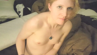 Cute Homemade Redhead Wife POV Blowjob and Beautiful Cum on Small Tits