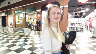 Polish slut sucks dick and get fucked in shopping mall