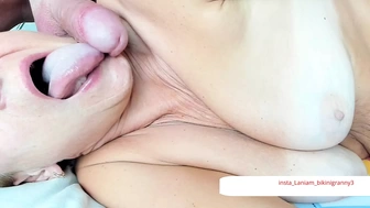 Stepmom milf licking cum on face massive cumshot semen