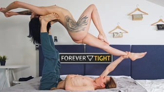 Naked AcroYoga and Yoga - Her First Time - With the slim and beautiful Madison Quinn - NO SEX - But Fun