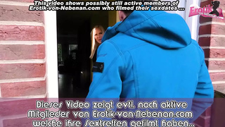 German blonde skinny teen slut get mmf threesome amateur fuck with facial cumshot