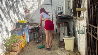 I Came Home and Saw My Maid Washing Clothes in a Skirt and I Couldn't Resist Her Ass