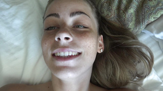 Renee Rose POV session sucks cock and takes cock deep then eats cum off feet and mouth