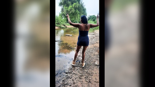 Sister-in-law Lets Herself Be Recorded Urinating in the River, She Got Her Young Whore Mouth Filled with Milk