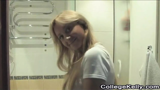 Sexy blonde teen in solo shower scene