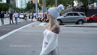 Braless Teen with Hard Nipples in Public