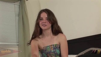 Young and Nervous Teen Seah Auditions with her Hairy Pussy