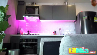 Lil Mia fingers her pussy in POV scene