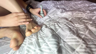 Innocent Woman Gets Excited by Painting Her Toenails