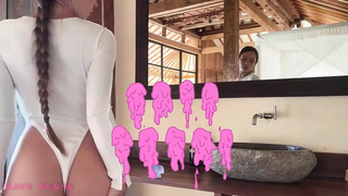 Kate Kuray Jumping on a Dildo in a White Bodysuit