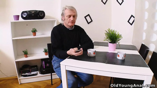 Blonde Teen Girl Enjoys Her First Anal Sex with a Greyhaired Old Man